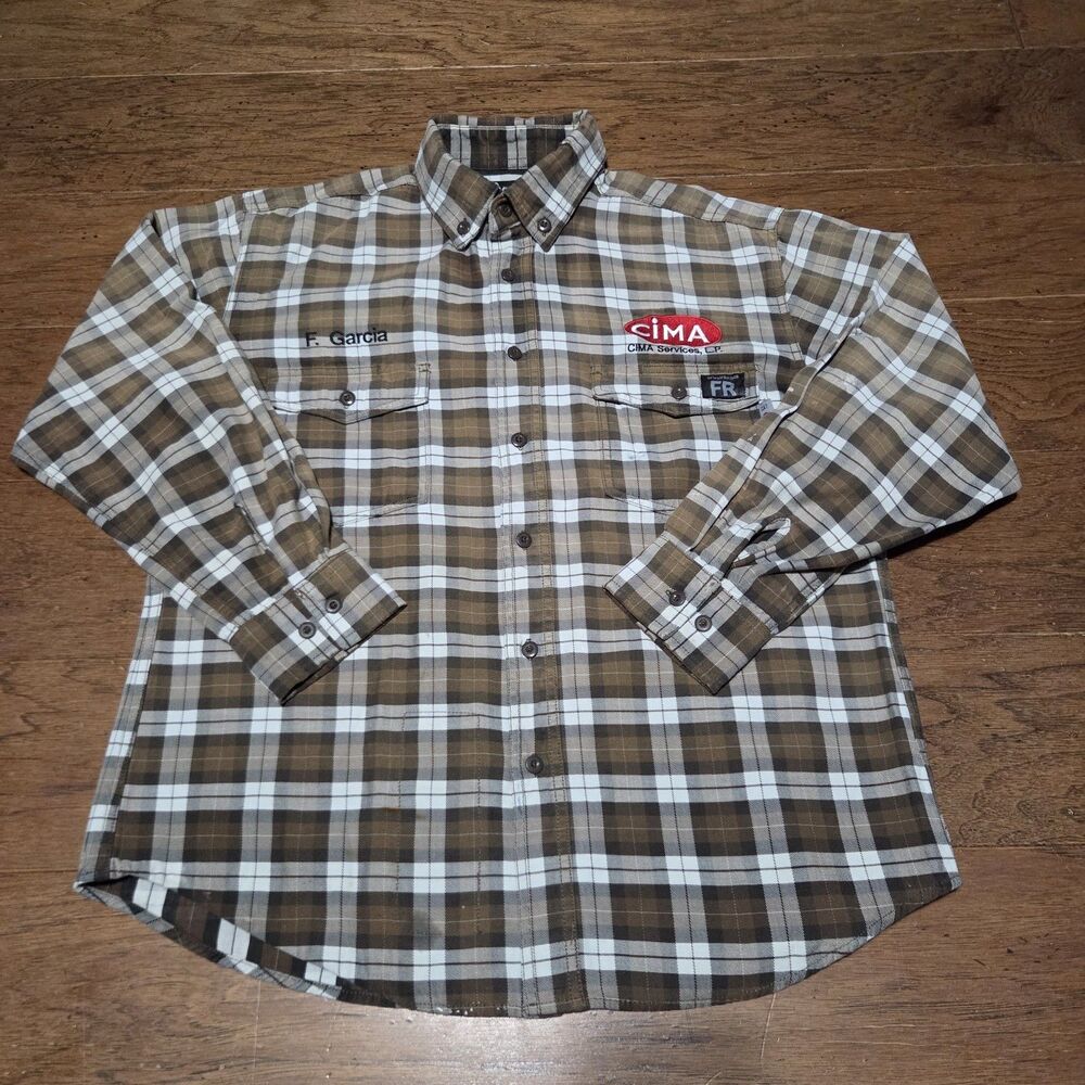 Wolverine FR CAT 2 Men’s Lg Flame Resistant L/S Plaid Button Down